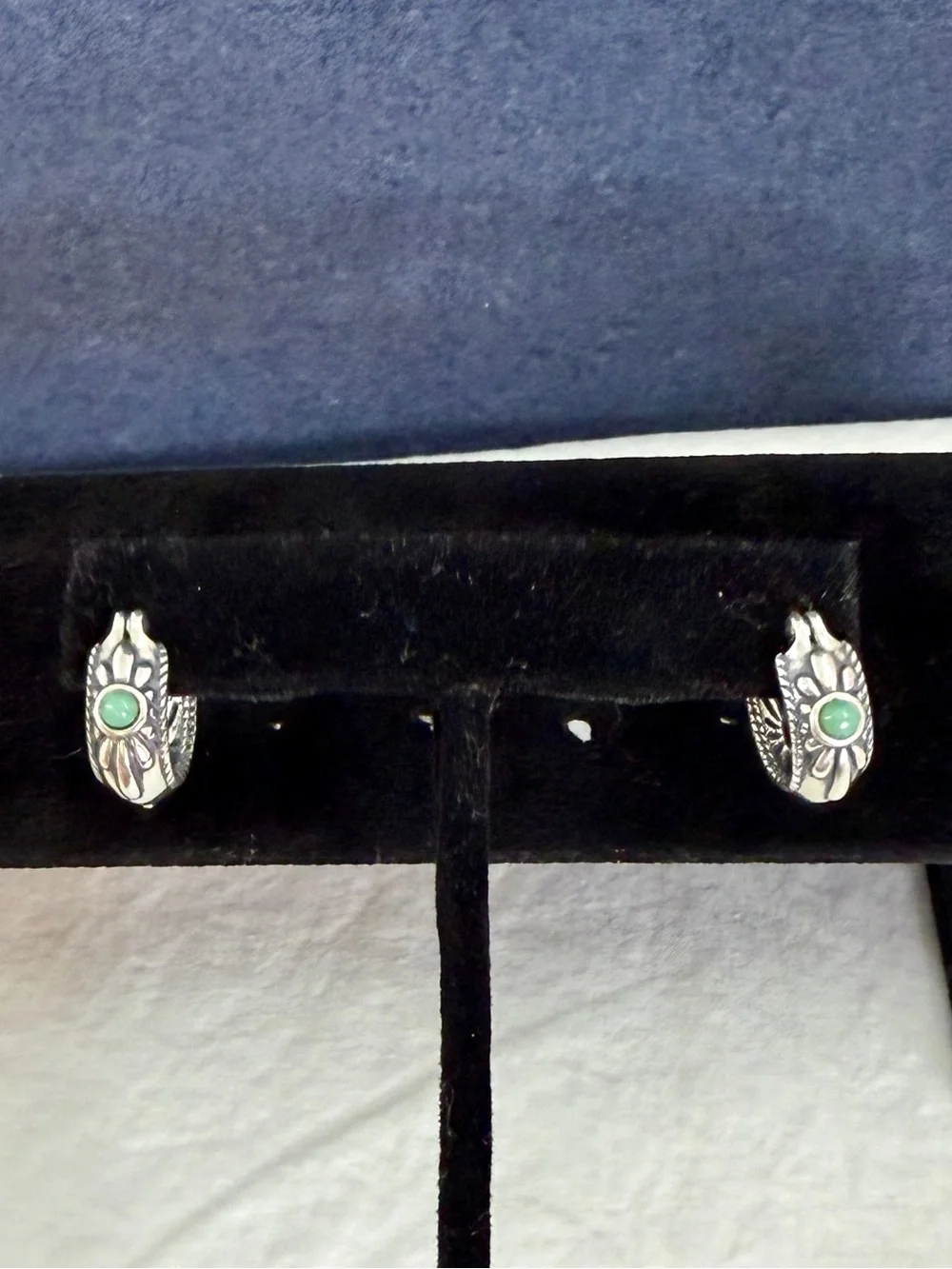 CAROLYN POLLACK American West Sterling Silver Turquoise Hoop Huggie Earrings